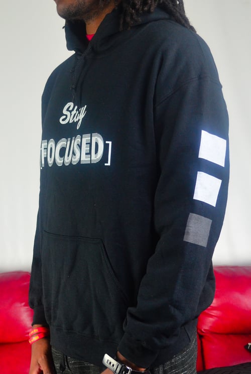 Image of [Stay Focused} Black Hoodie ( white, grey)