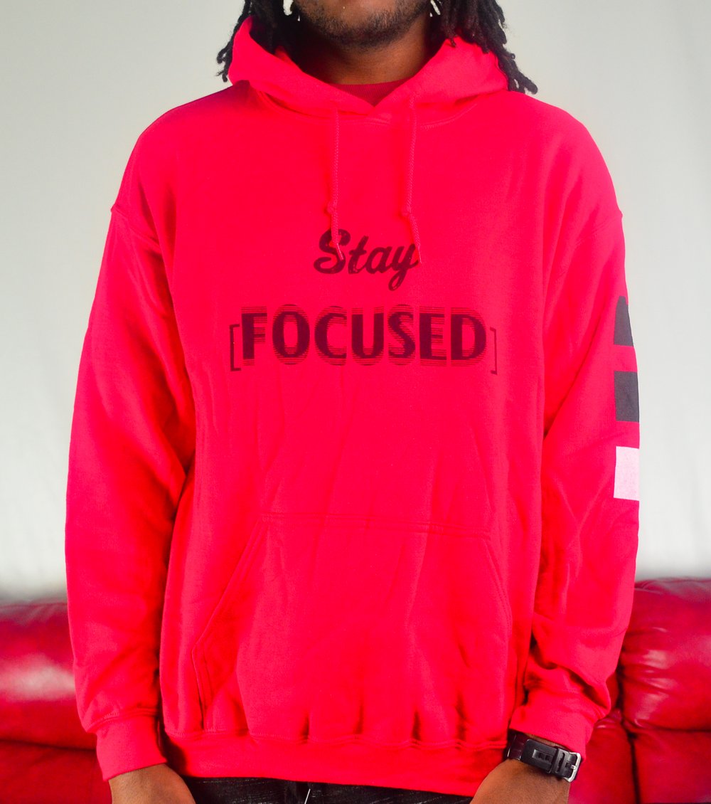 Image of [Stay Focused} Red Hoodie (black, white)