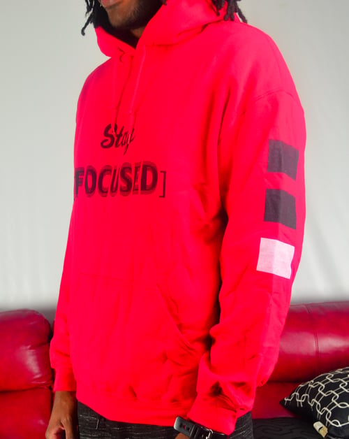 Image of [Stay Focused} Red Hoodie (black, white)