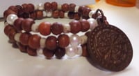 Brown and White Wooden Zen Memory Wire Bracelet
