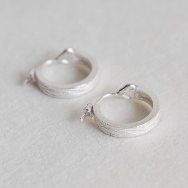 Image of Silver Scratches hoop earrings