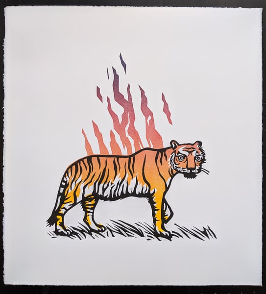 Image of Tiger linocut