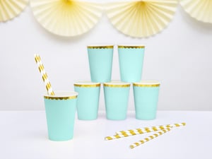 Image of Vaso mint con borde dorado - 6 uds