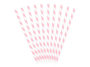 Image of Pajitas de papel de rayas rosas