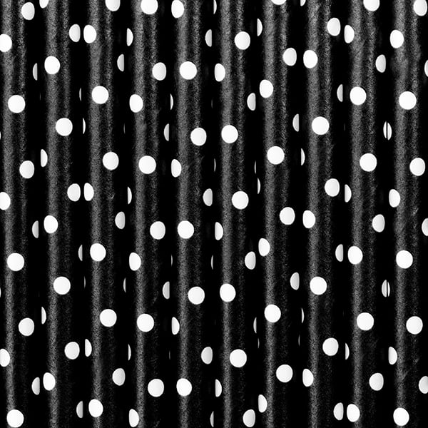 Image of Pajitas de papel negro con lunares