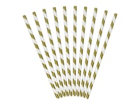 Image 3 of Pajitas de papel rayas doradas