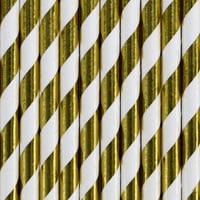 Image 1 of Pajitas de papel rayas doradas