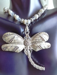 Image 3 of MOTHER OF PEARL DRAGONFLY PENDANT NECKLACE SET