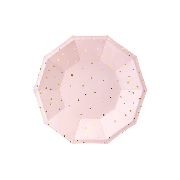 Image of Platos rosa con estrellas doradas - 6 uds