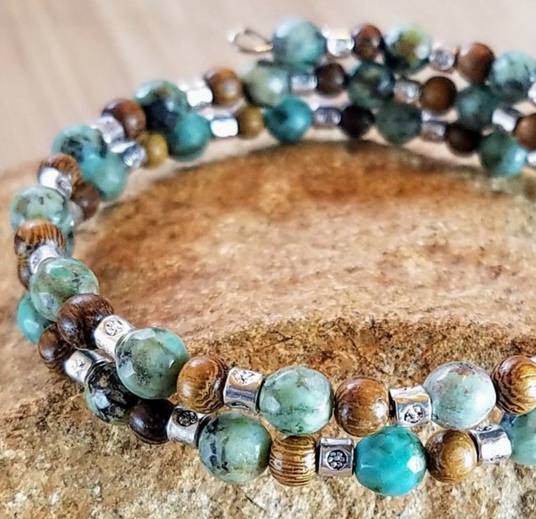 African Turquoise Wrap Bracelet