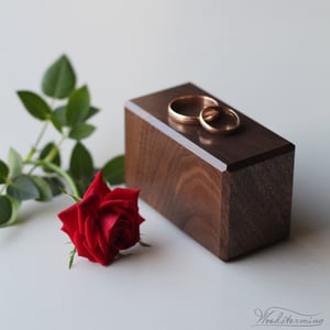 Image of Wedding ring box for ceremony, minimalist ring bearer box, wedding ring holder