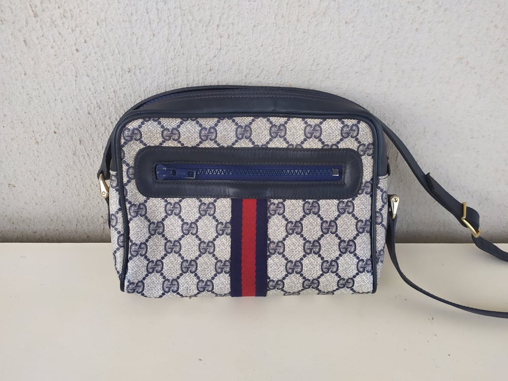 Image of Vintage Gucci blue GG monogram Ophidia bag