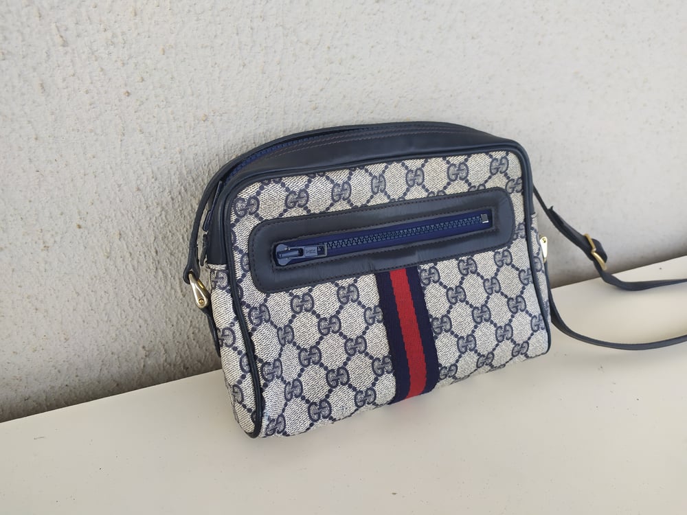 Image of Vintage Gucci blue GG monogram Ophidia bag