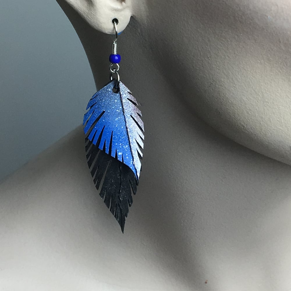 Fishbone Feather Small Bike Tire Inner Tube Earrings ReTired Generation