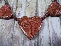 Image 1 of Brown and Pink Heart Necklace "Fall Romance"