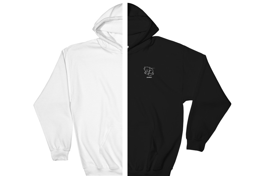 Image of WHITE/BLACK WAKED HOODIE