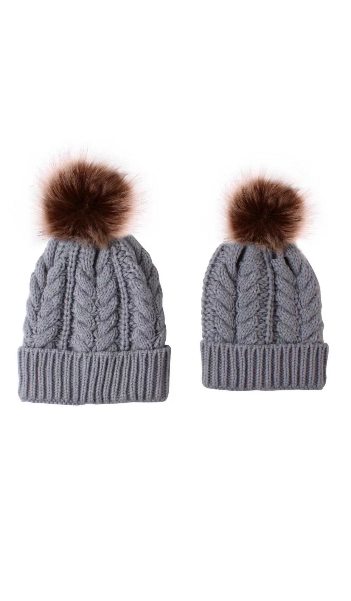 Image of Mumma & Me Cable Knit Pom Pom Hat (Adult Only)