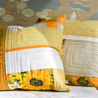 Image 1 of Orange Flower Power Pillow: One of a kind