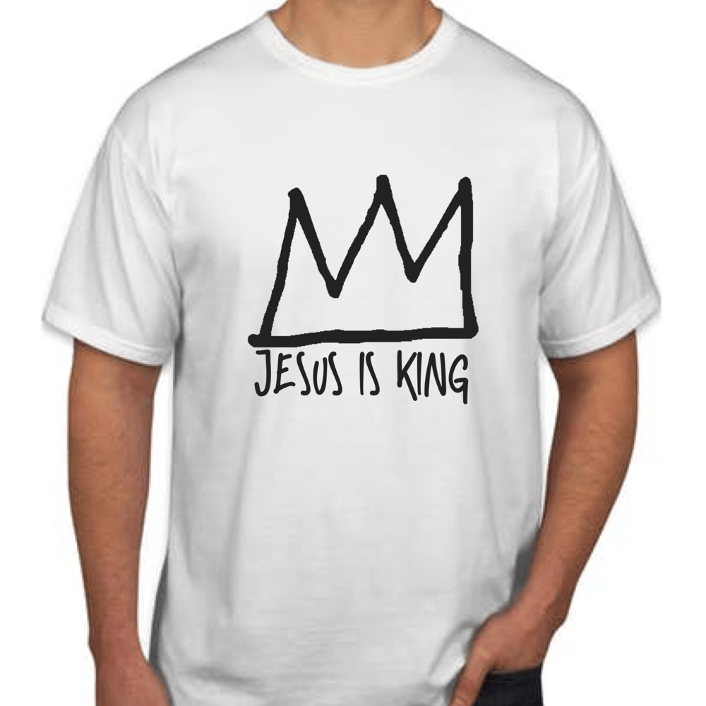 Image of Jesus Is King (White T/Black Logo) 