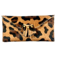 Image 1 of Sunglasses case in leopard fur with fringe