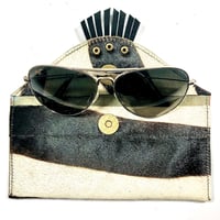 Image 3 of Sunglasses case in zebra fur with fringe