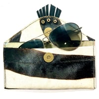 Image 2 of Sunglasses case in zebra fur with fringe