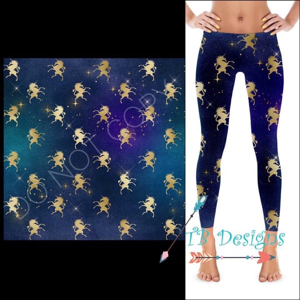 Image of Golden Unicorns TC Custom Design Leggings 
