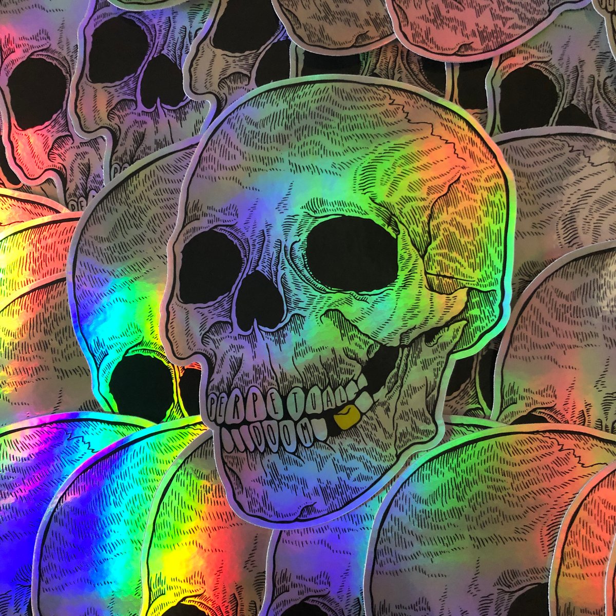 Trippy Colorful Skull Sticker for Sale by Jamest406