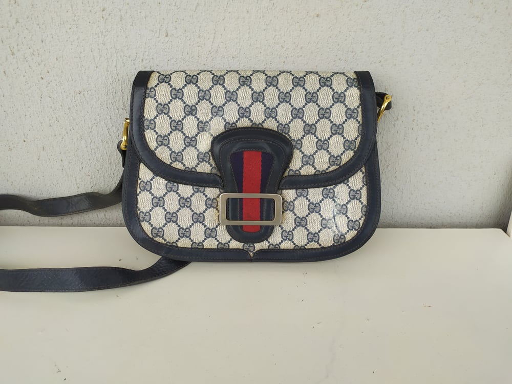 Image of Vintage Gucci blue GG monogram bag