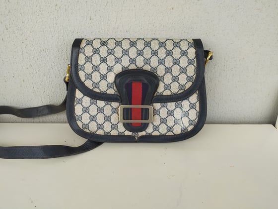 Image of Vintage Gucci blue GG monogram bag