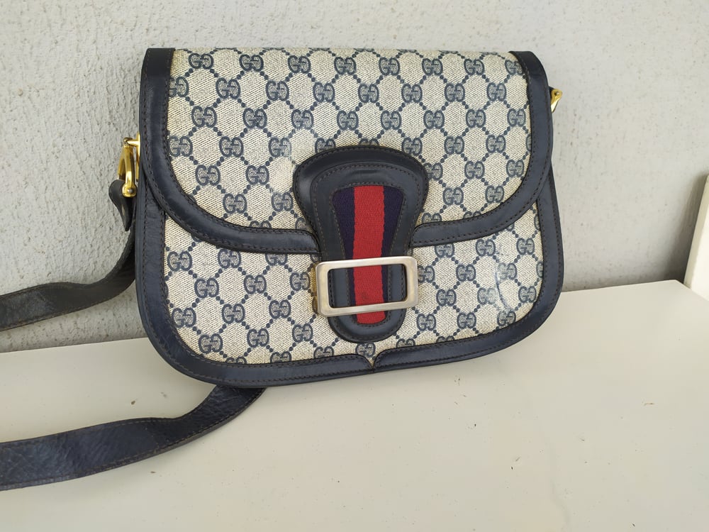 Image of Vintage Gucci blue GG monogram bag