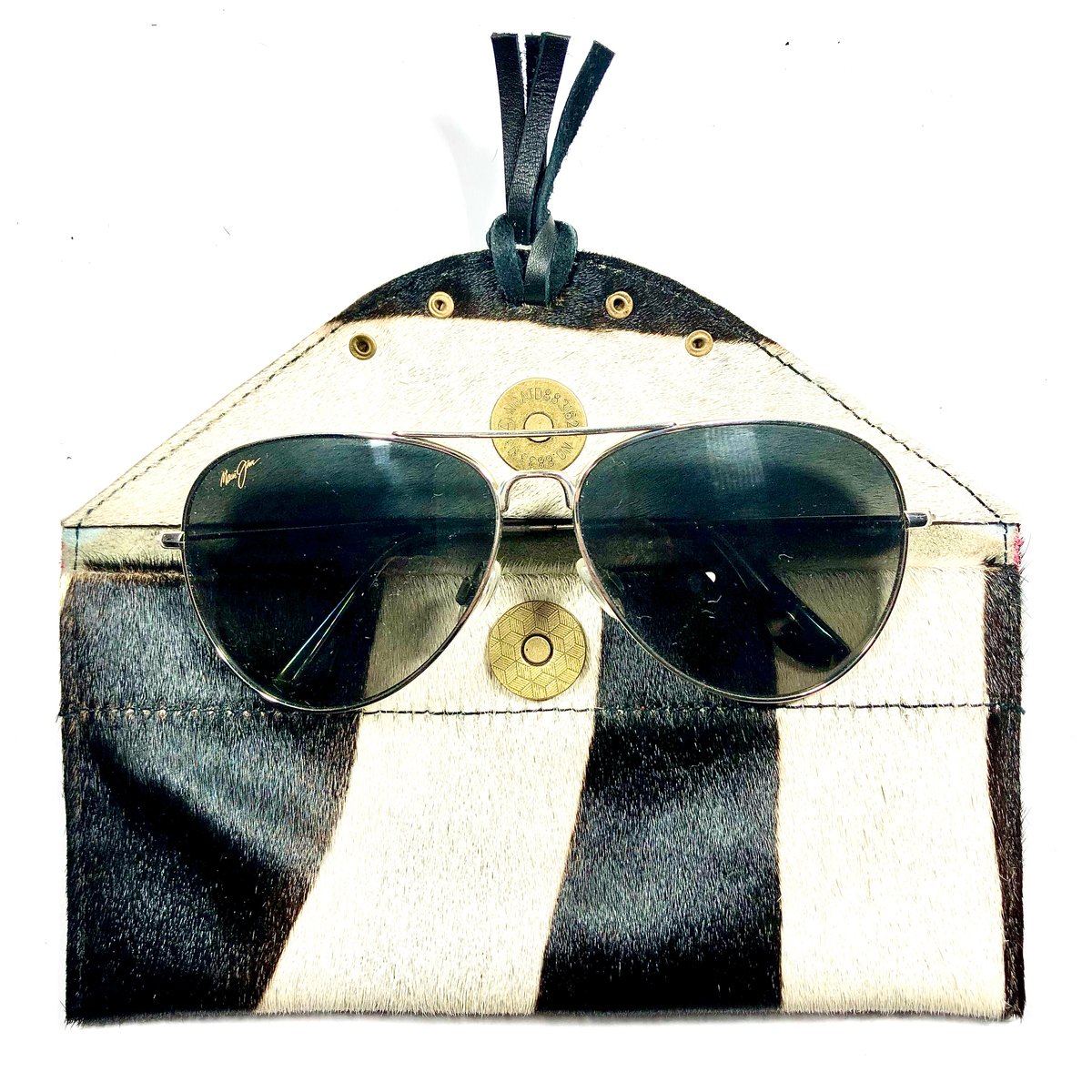 Image of Sunglasses case in zebra fur with tassel 