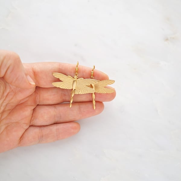 Image of Gold dragonfly earrings