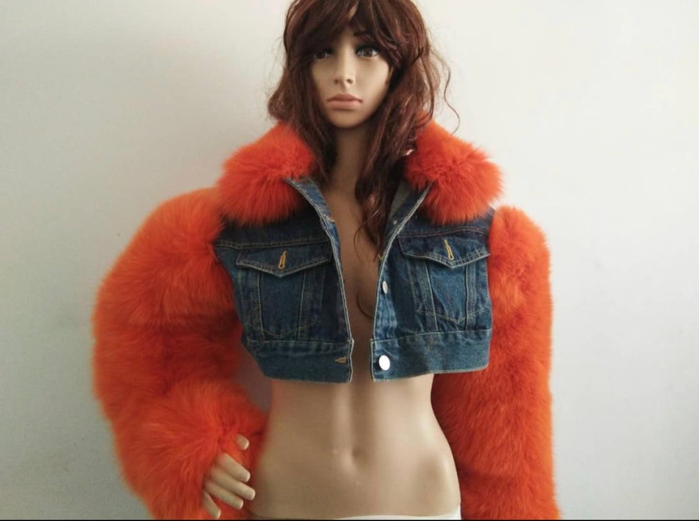 Image of Denim X Fox Fur Jacket 