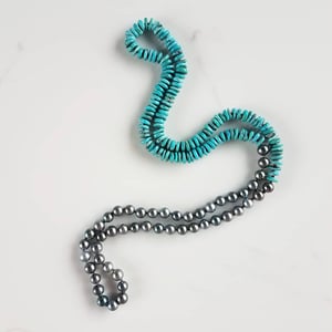 Tahitian Pearl & Turquoise Helix Necklace