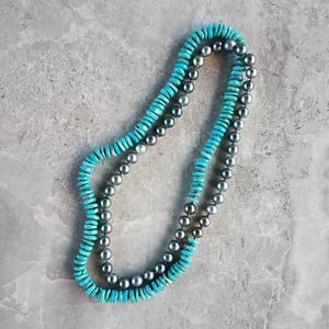 Tahitian Pearl & Turquoise Helix Necklace