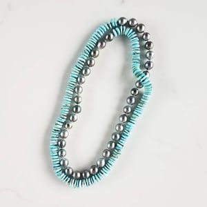 Tahitian Pearl & Light Turquoise Helix Necklace