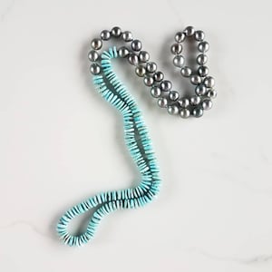 Tahitian Pearl & Light Turquoise Helix Necklace