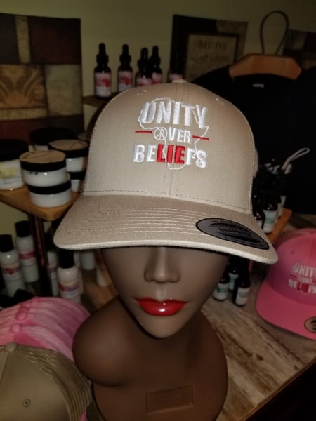Image of Unity Over Beliefs with Africa cap khaki
