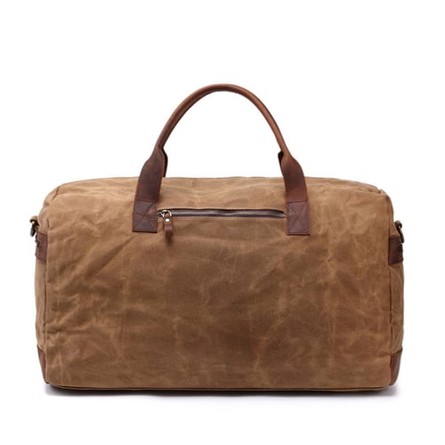 Image of Waxed Canvas Leather Travel Bag Duffle Bag Holdall Luggage Weekender Bag FX8826
