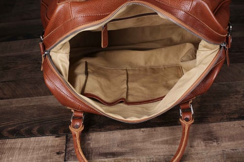 Image of Vintage Style Vegetable Tanned Leather Travel Bag, Duffle Bag, Weekender Bag, Holdall 9029