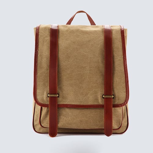 Image of Waxed Canvas Backpack with Leather Trim, Casual Backpack, School Backpack, Rucksack 1831