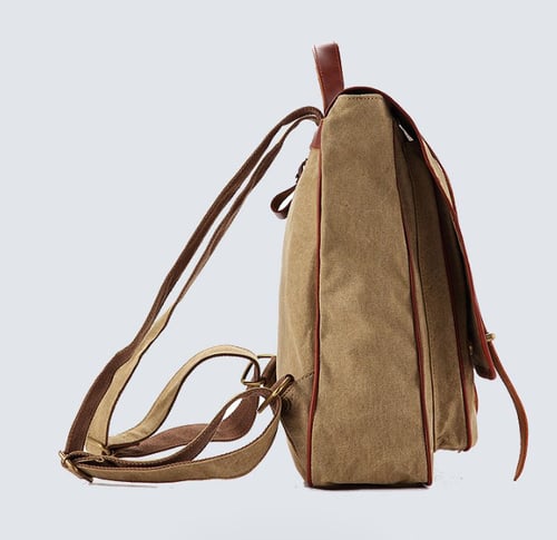 Image of Waxed Canvas Backpack with Leather Trim, Casual Backpack, School Backpack, Rucksack 1831