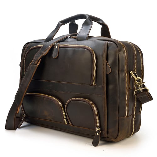 Image of Handmade Full Grain Leather Briefcase, Luggage Bag, Travel Bag, Laptop Briefcase 7289