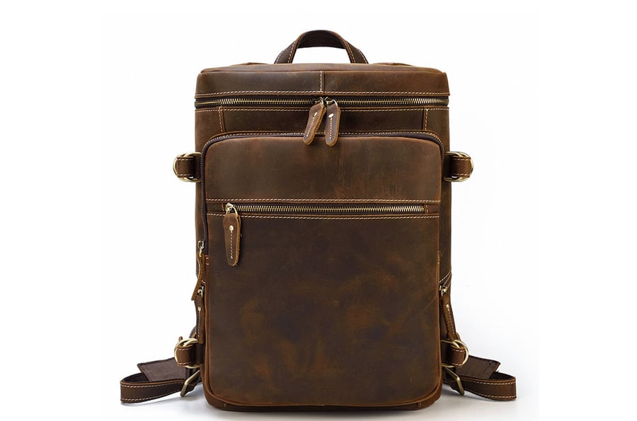 Image of Vintage Leather Backpack, Travel Backpack, Hiking Backpack, Leather Rucksack BB1032