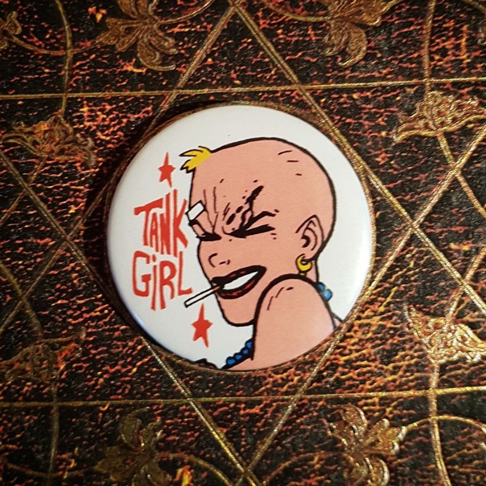 Image of First Ever 1989 Tank Girl Badge - Hewlett & Martin Design - Replica