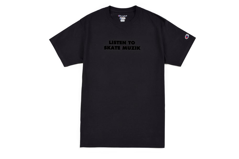 Image of Listen to Skate Muzik t-shirt (Black on black)