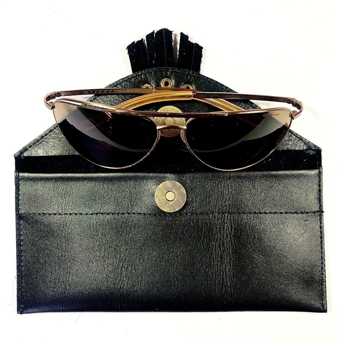 Image of Sunglasses case in black with fringe