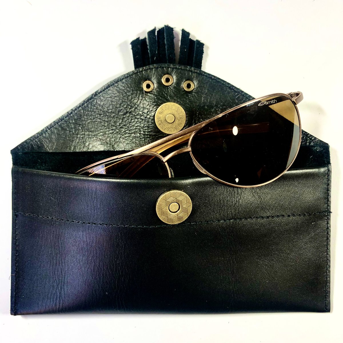 Image of Sunglasses case in black with fringe