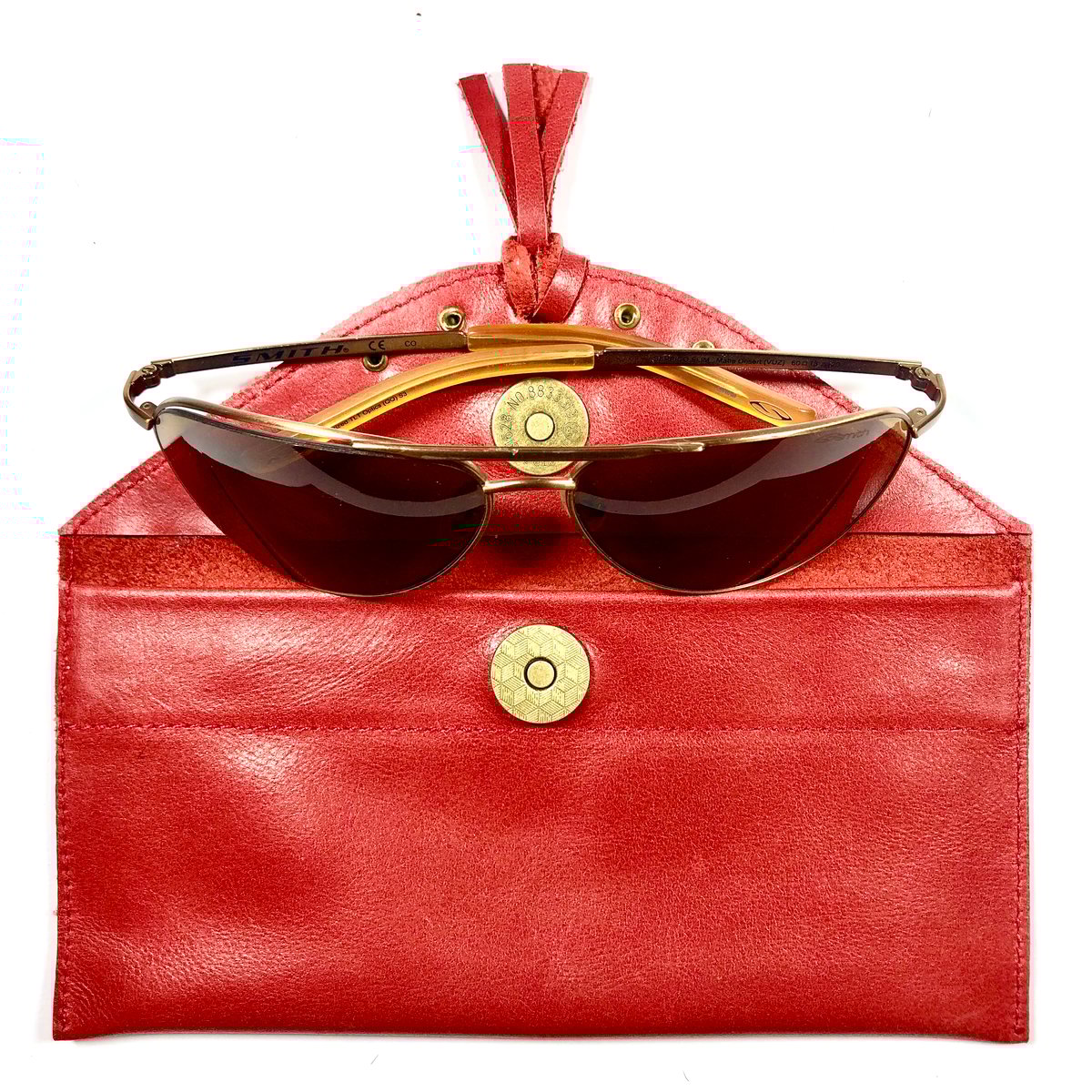 Image of Sunglasses case in red with tassel